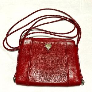 Brighton Red Leather Adjustable strap magnetic and zip closure bag